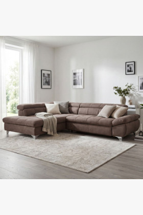 Ecksofa mit Schlaffunktion links Hartholz Kiefer Polsterung